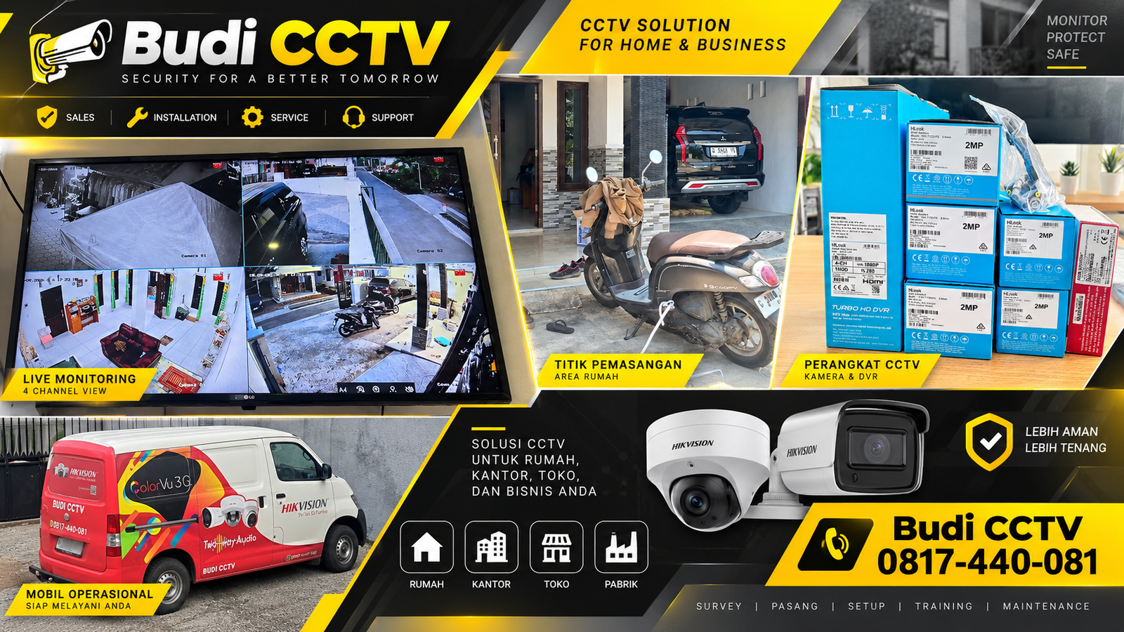 Instalasi CCTV HiLook di Pekalongan, Garansi Produk Resmi