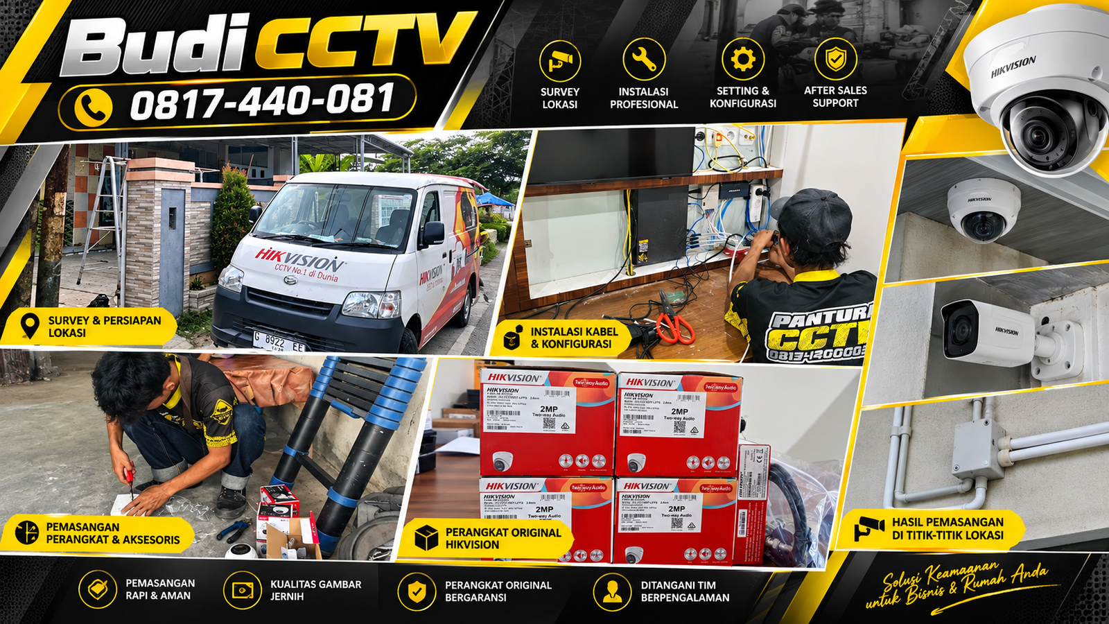 Instalasi CCTV Hikvision Two Way Audio di Rumah Pekalongan, Standar Keaslian Produk Terjamin