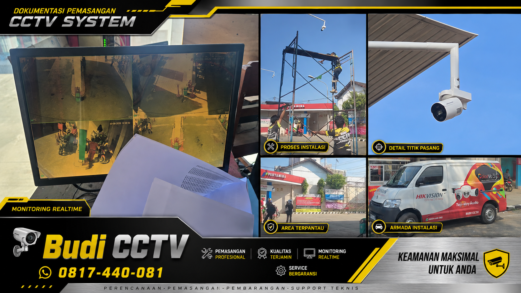 Instalasi CCTV Hikvision di SPBU Karanganyar Kabupaten Pekalongan dengan Hasil Profesional