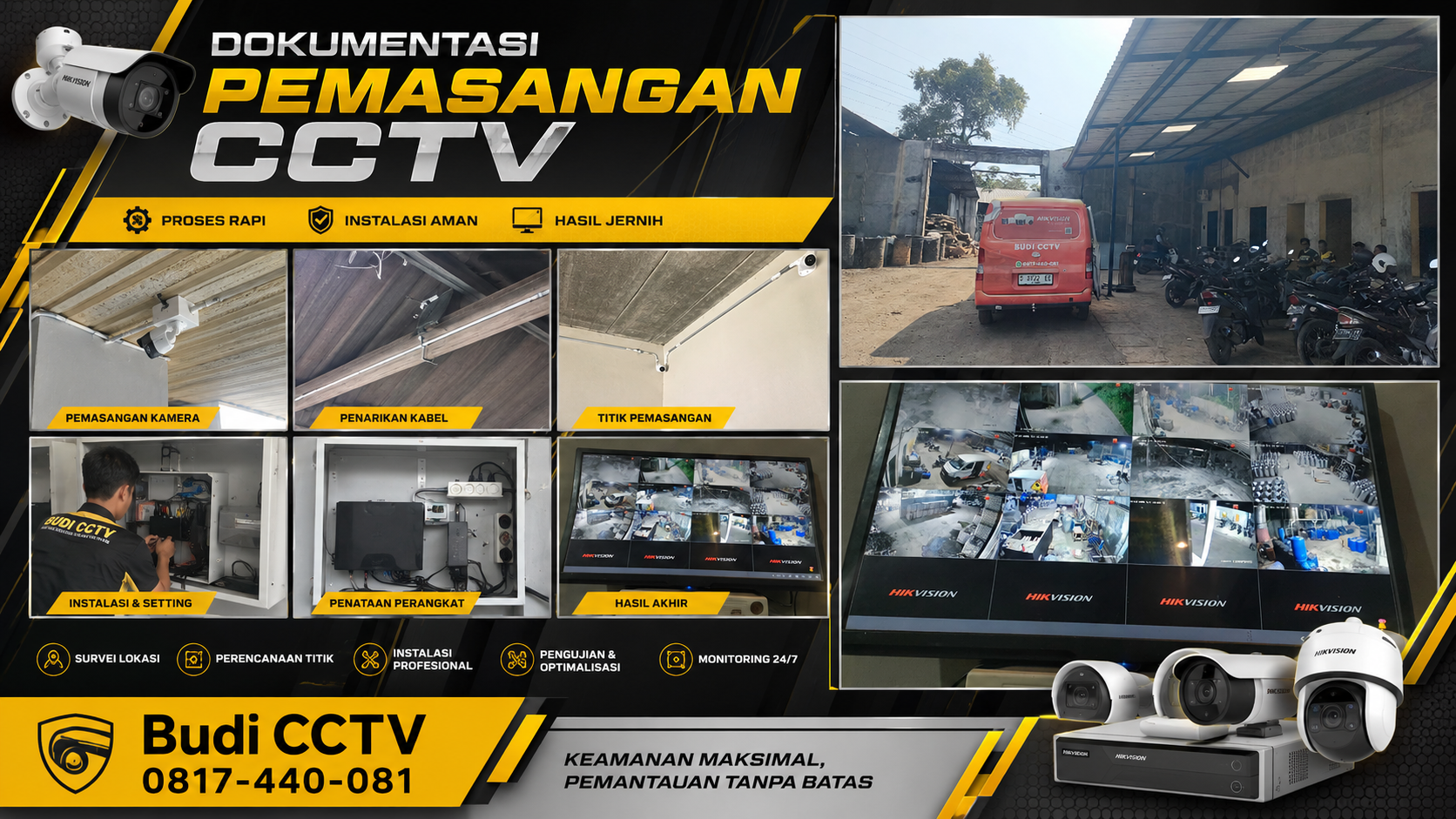 Pemasangan CCTV Hilook IP Camera di Pekalongan untuk Pabrik