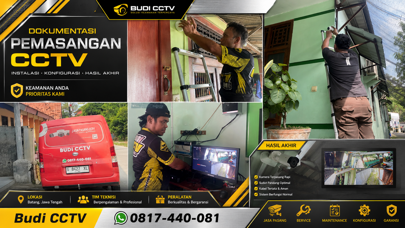 Pemasangan CCTV Rumah Batang, Kabel Tertata Rapi